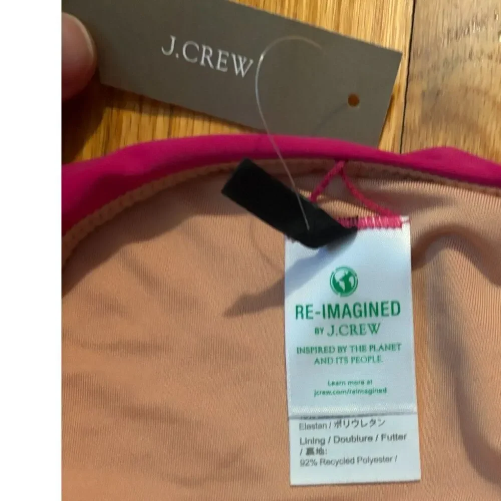 New J.Crew Women's High Leg Curved Waist Bikini Bottom Pink Beach Swimwear Sz M